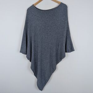 Grey Wool Cashmere Blend Poncho Made In Italy